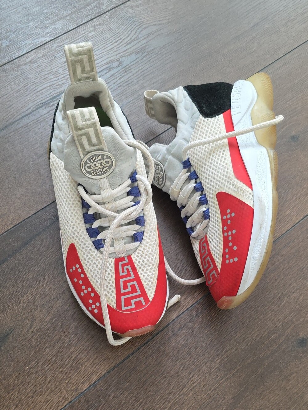 VERSACE Chain Reaction Red‎ White Blue Sneakers Men Shoes Authentic